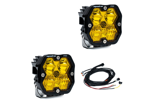 Baja Designs Squadron 2.0 PRO Black LED Auxiliary Light Pod PAIR - Driving/Combo (AMBER)