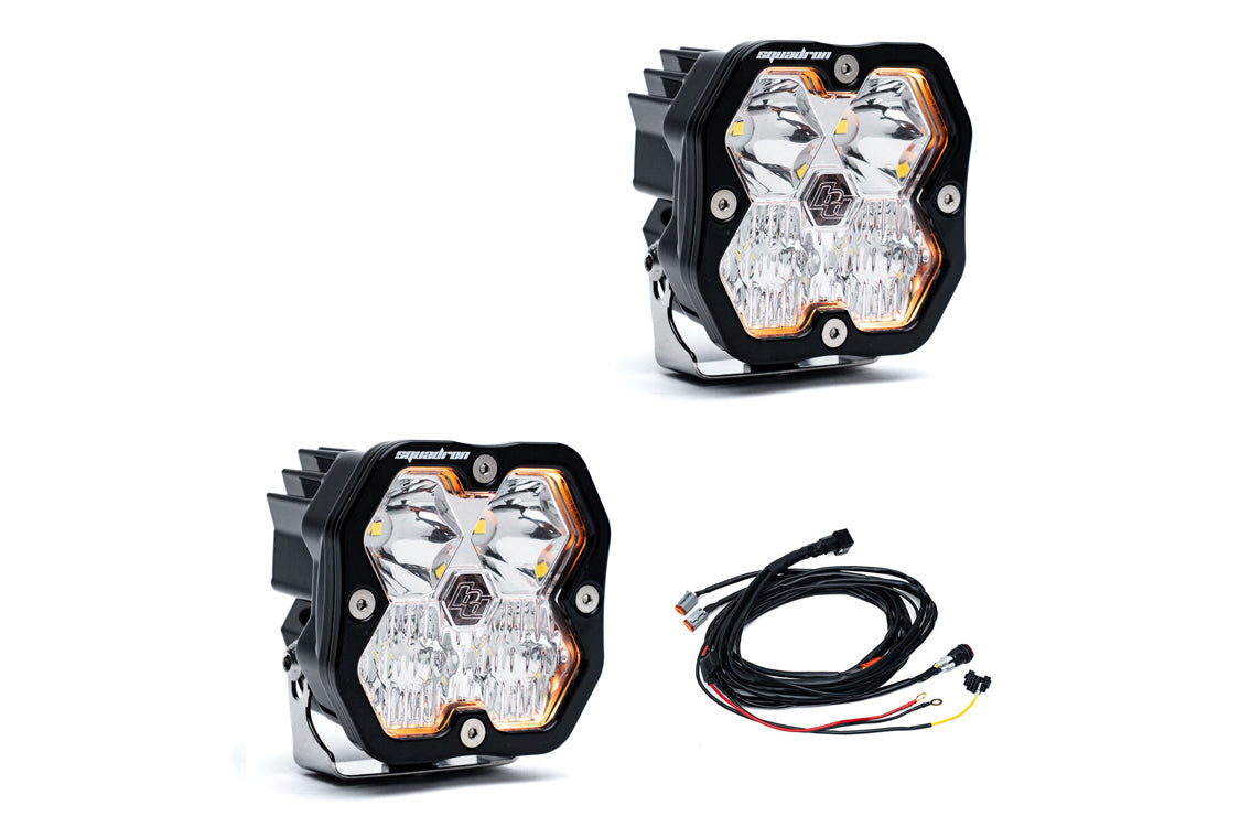 Baja Designs Squadron 2.0 PRO Black LED Auxiliary Light Pod PAIR - Driving/Combo (CLEAR)
