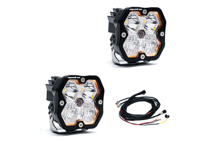 Baja Designs Squadron 2.0 PRO Black LED Auxiliary Light Pod PAIR - Driving/Combo (CLEAR)