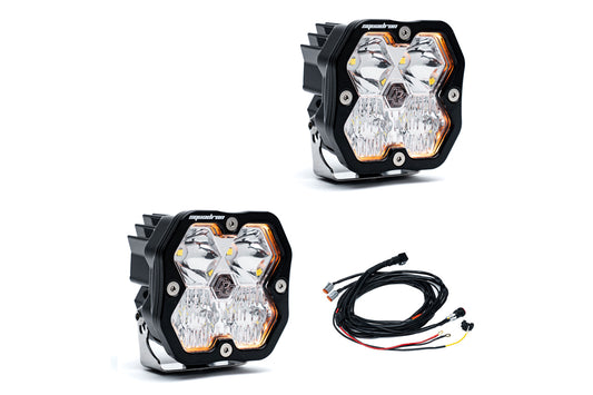 Baja Designs Squadron 2.0 SPORT Black LED Auxiliary Light Pod PAIR - Driving/Combo (CLEAR)