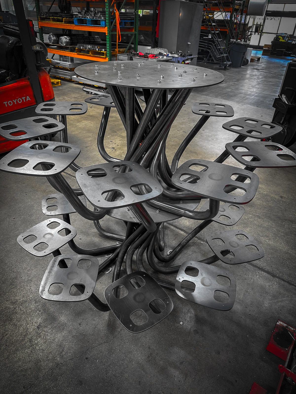 Steel table with legs